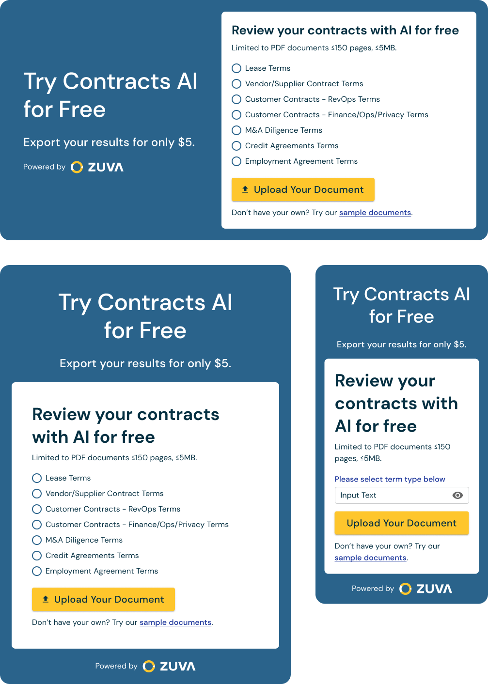 Zuva AI Widget Responsive Design
